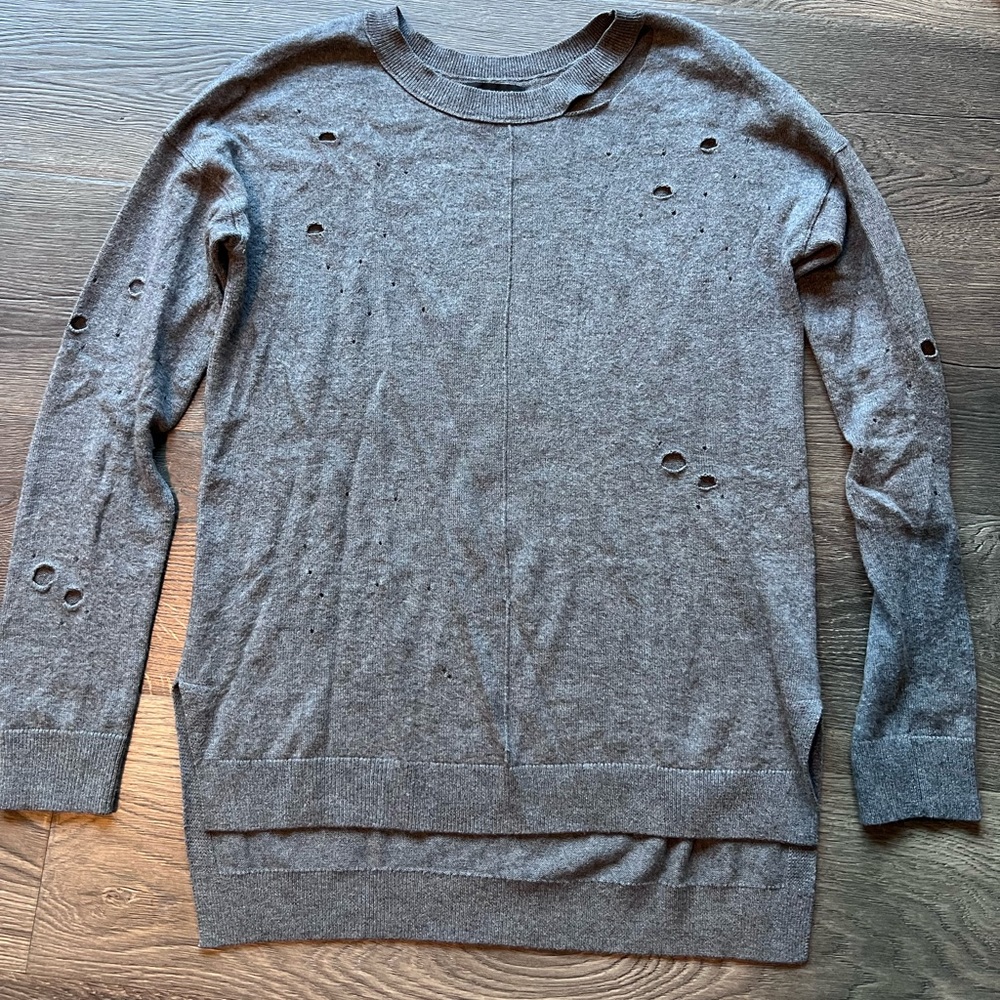 Trouvé Nordstrom Distressed Sweater Gray Grey XS extra small